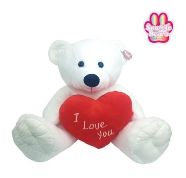 61cm SNUGGLE BEARS SITTING BEAR WITH RED I LOVE YOU HEART WHITE