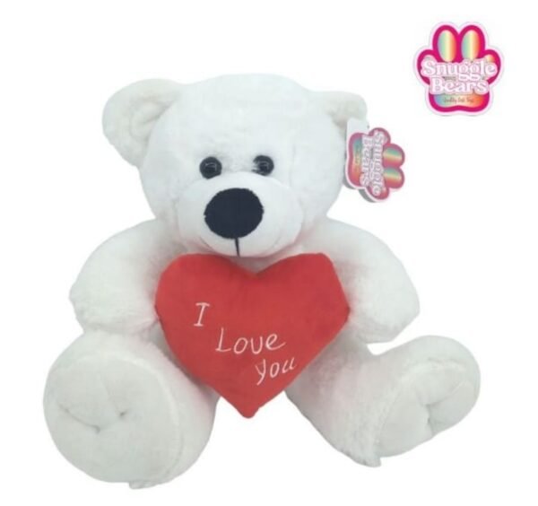 38cm SNUGGLE BEARS SITTING BEAR WITH RED I LOVE YOU HEART WHITE