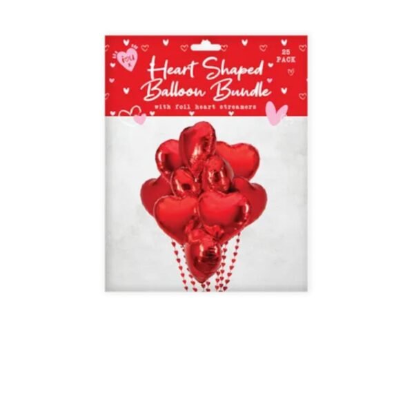 Valentine's Heart Balloon Bundle With Streamers 24pk