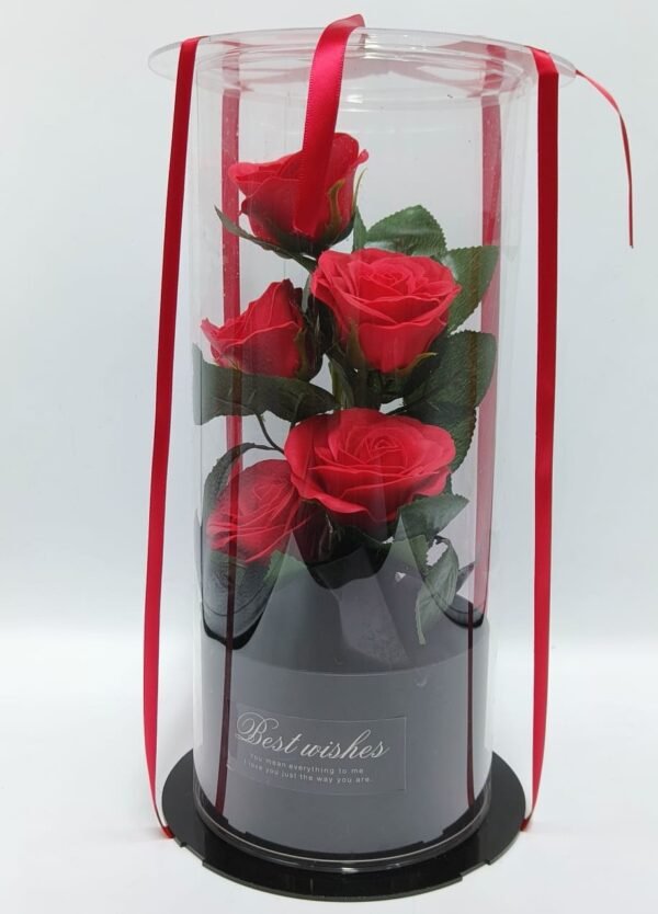 Red flower pot with writing