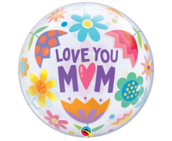 Love You M(Heart)M Flowers Bubble Balloon (22")