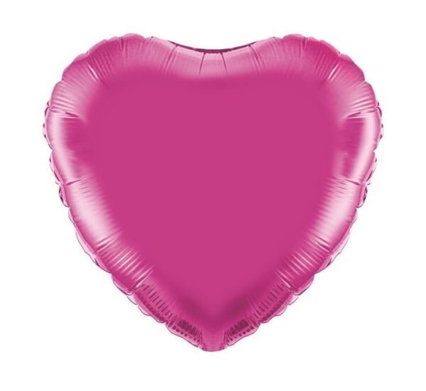 Hot pink plain foil heart shape 18"