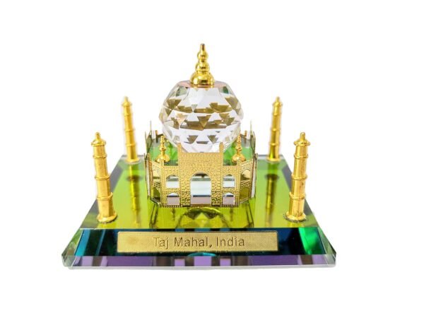 Crystal Taj Mahal Showpiece With Golden Multicolor Hue