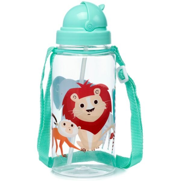 Animal Drinks Bottle With Straw and attached with long strap