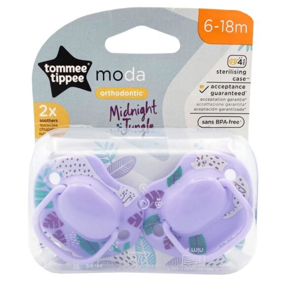 Tommee Tippee Moda Midnight Jungle Orthodontic Soothers 6-18 Months (2 Pack)