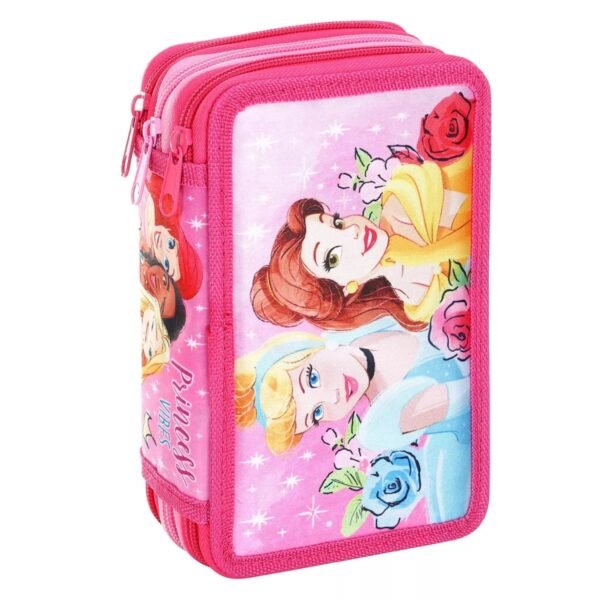 Disney Princess 3 zipper Pencil Case Stationery Filled